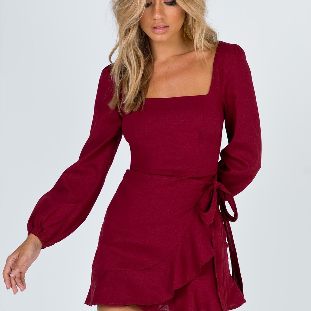 Princess Polly The Villa Mini Dress Burgundy - Picture 4 of 10